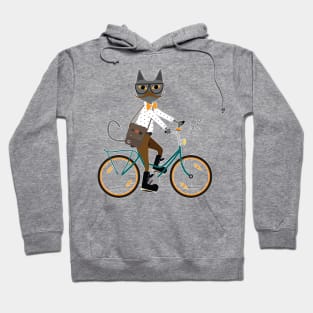 hipster cat on a bicycle Hoodie